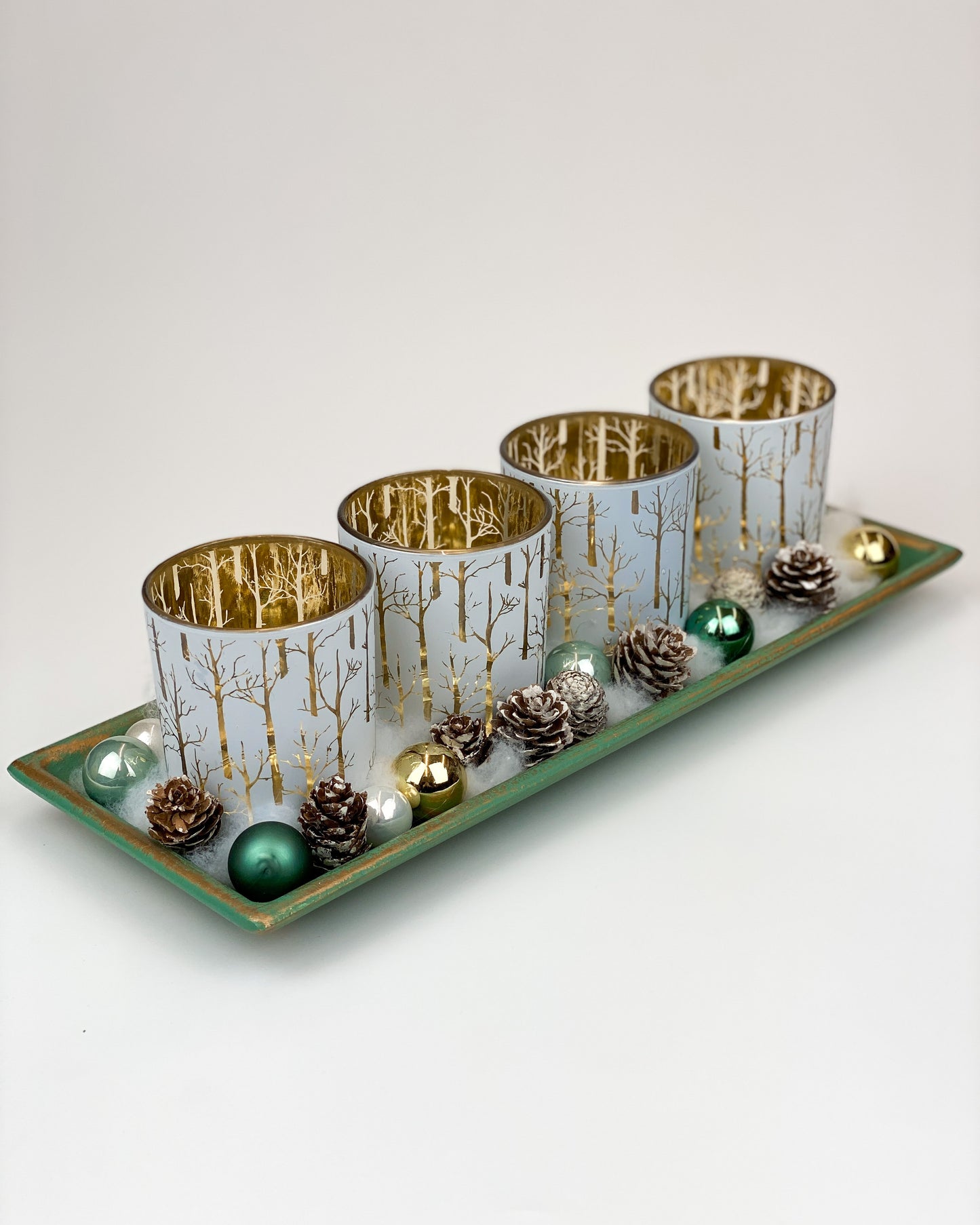 Üveg mécsestartós adventi dísz