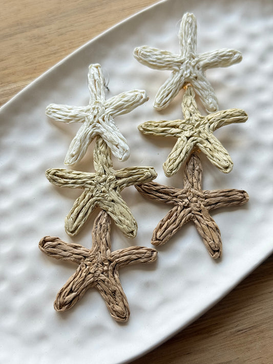 Raffia fülbevaló - tengeri csillagok nagy