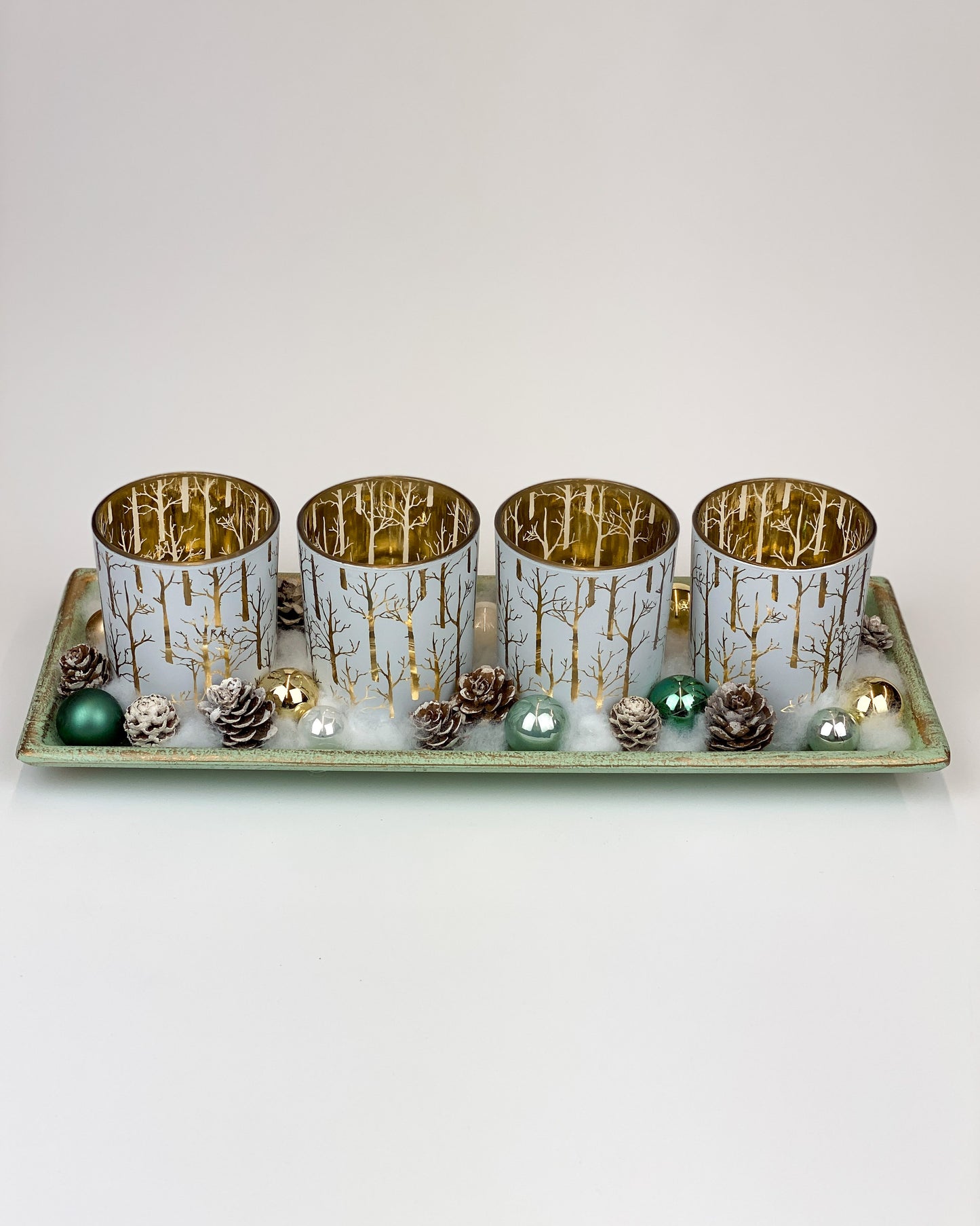 Üveg mécsestartós adventi dísz