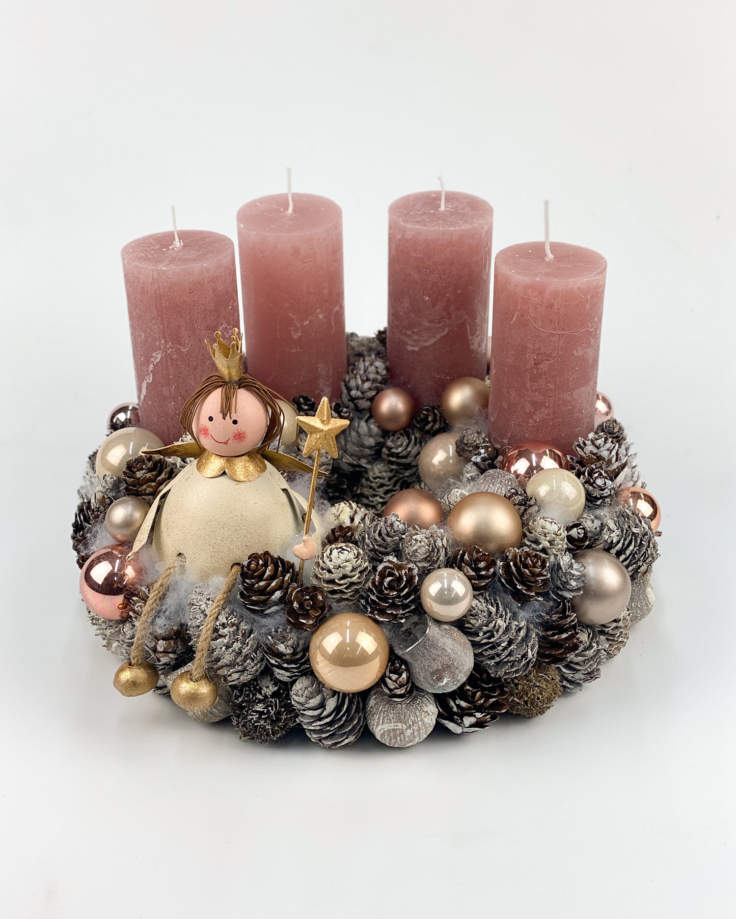 Fém angyalkás adventi koszorú nagy