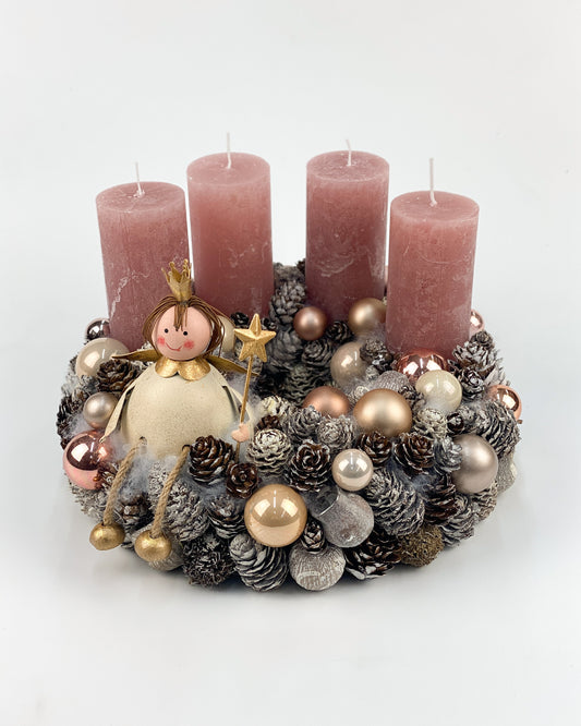 Fém angyalkás adventi koszorú nagy